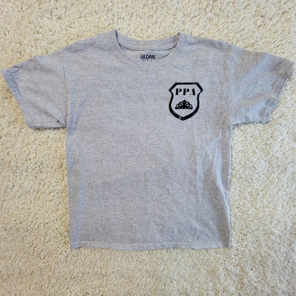 Gildan Kids Princess Protection Agency PPA Graphic T-Shirt Gray Size M 10/12